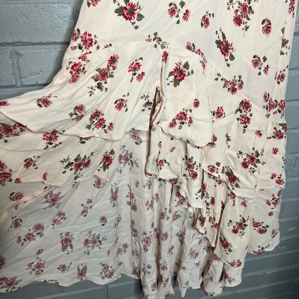 Vici Floral-Print Ruffle Midi High-Low Dress Size Small - Picture 13 of 16